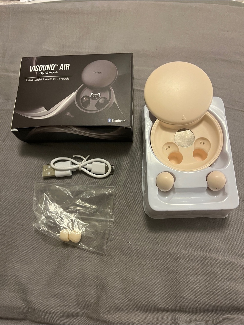 Air Wireless Earbuds in Beige - True Wireless Bluetooth Earbuds